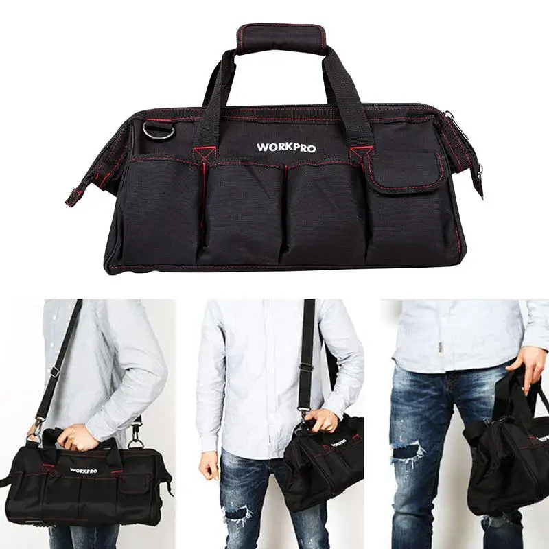 

16/18 Inch Tool Kit Multi-function Waterproof Maintenance Canvas Large Thickening Tool Bag Shoulder Electrician Hardware Bag