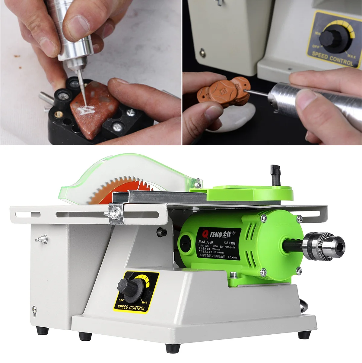 

1380W 220V Jewelry Stone Rock Woodworking Carving Polisher Buffer Lathe Grinding Cutting Machine Set Electric Grinder Tools Kit