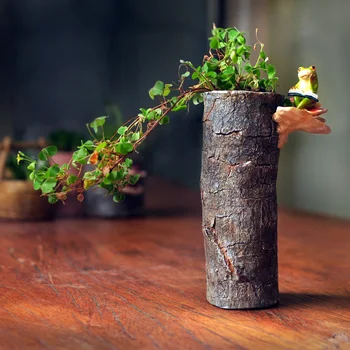 

2018 INS Hot Sale Simulation Wood Pile Flowerpot Office Desktop Adornment Garden Decoration Flower Planter Succulent Bonsai Pot