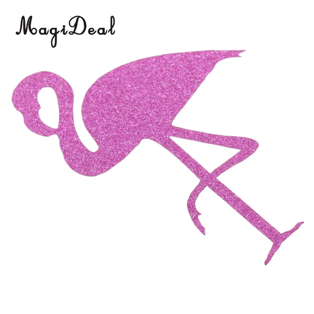 12pcs Glitter Paper Flamingo Stickers Bottle Cup Label Decal DIY Art Craft