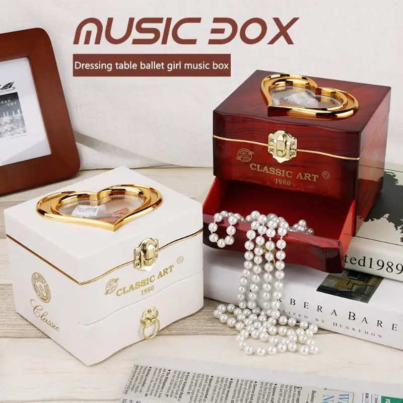 Caja de música de Piano de bailarina giratoria clásica caja de joyería de plástico para niñas