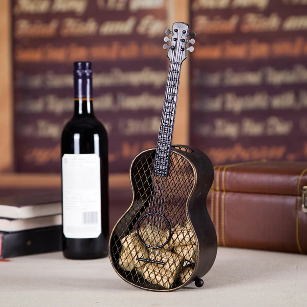 

Guitar Wine Cork Container Handcrafts Home Decoration Decorations Practical Crafts Vintage Home Decor
