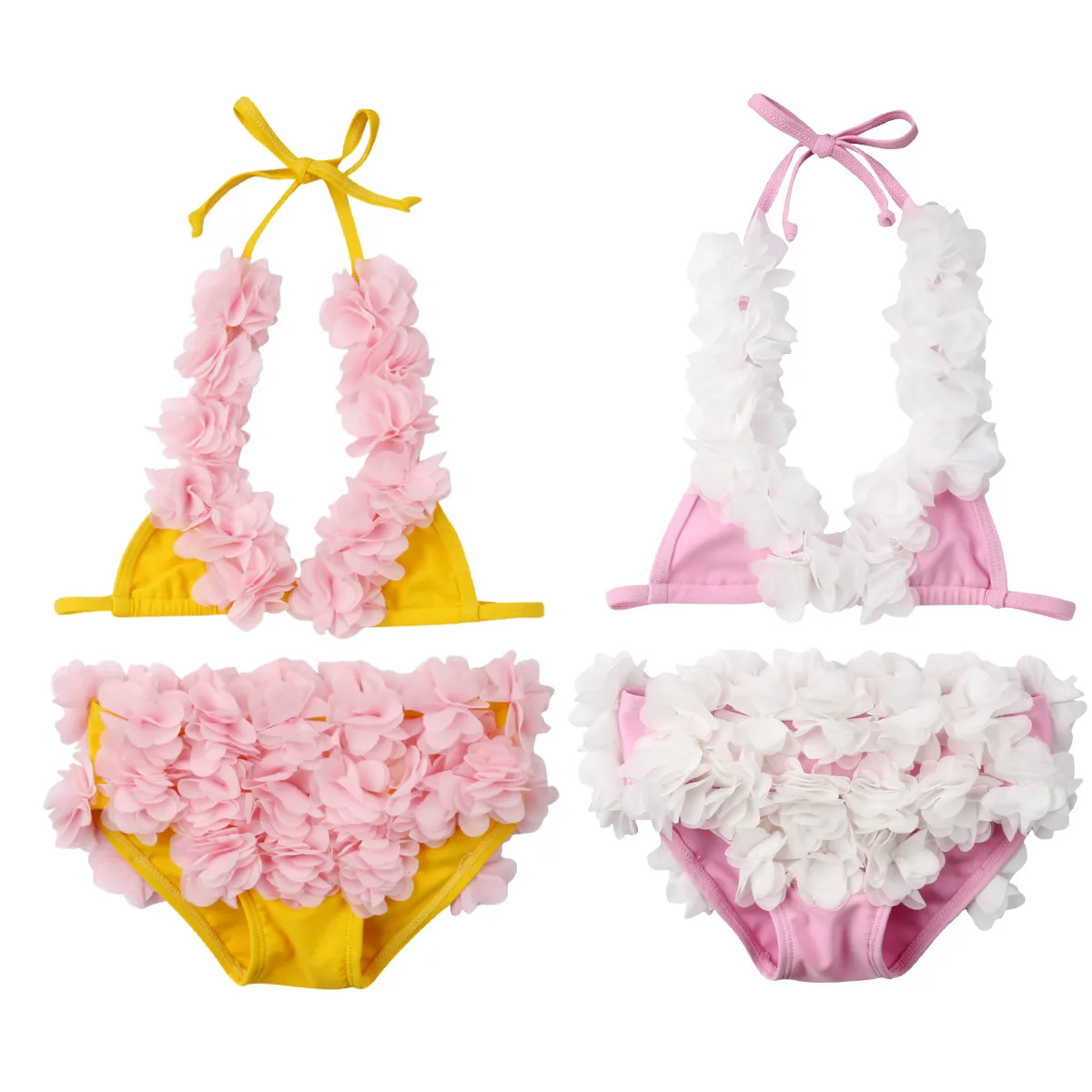 

2019 New Toddled Kid Baby Girl Swimwear Summer Two Piece Flower Bikini Swimsuit Beach Bathing Suit Children Clothes