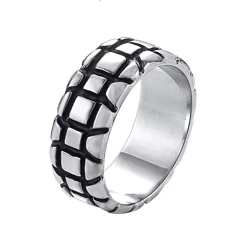 Anillos модные черные колеса в форме автомобильных шин кольца из нержавеющей стали