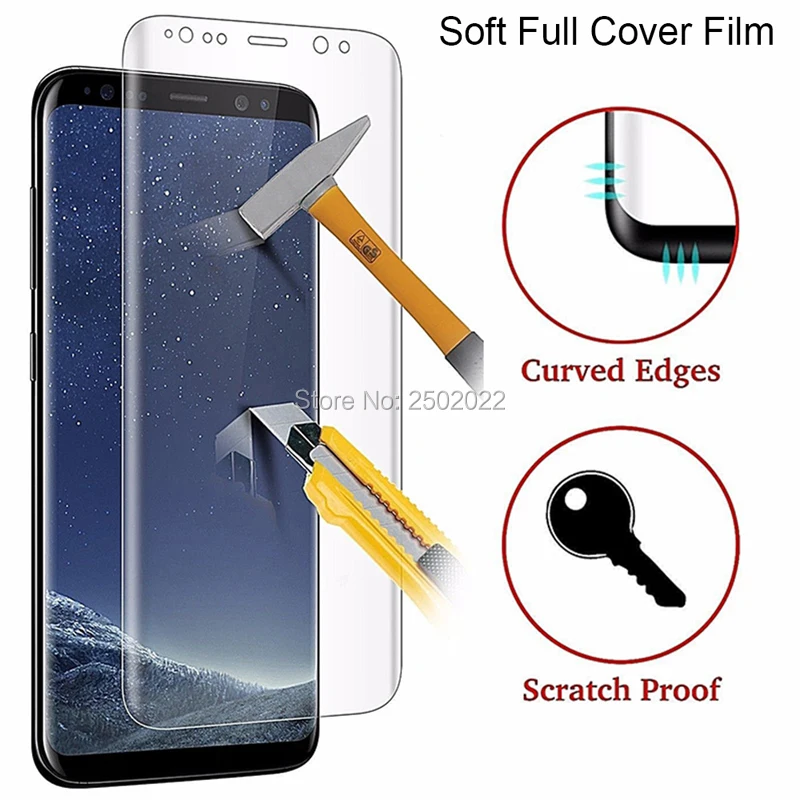 

Protective Film On Galaxy S9 S8 S6 S7 Edge Plus Soft Screen Protector 3D Full Curved 9S 8S S 8 9 7 6 S9Plus S8Plus (Not Glass)