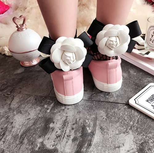 Лидер продаж модные женские туфли Блестящий Бант Цветок сетки ажурные для девочек низкие носки до щиколотки мягкие 2019 Новый