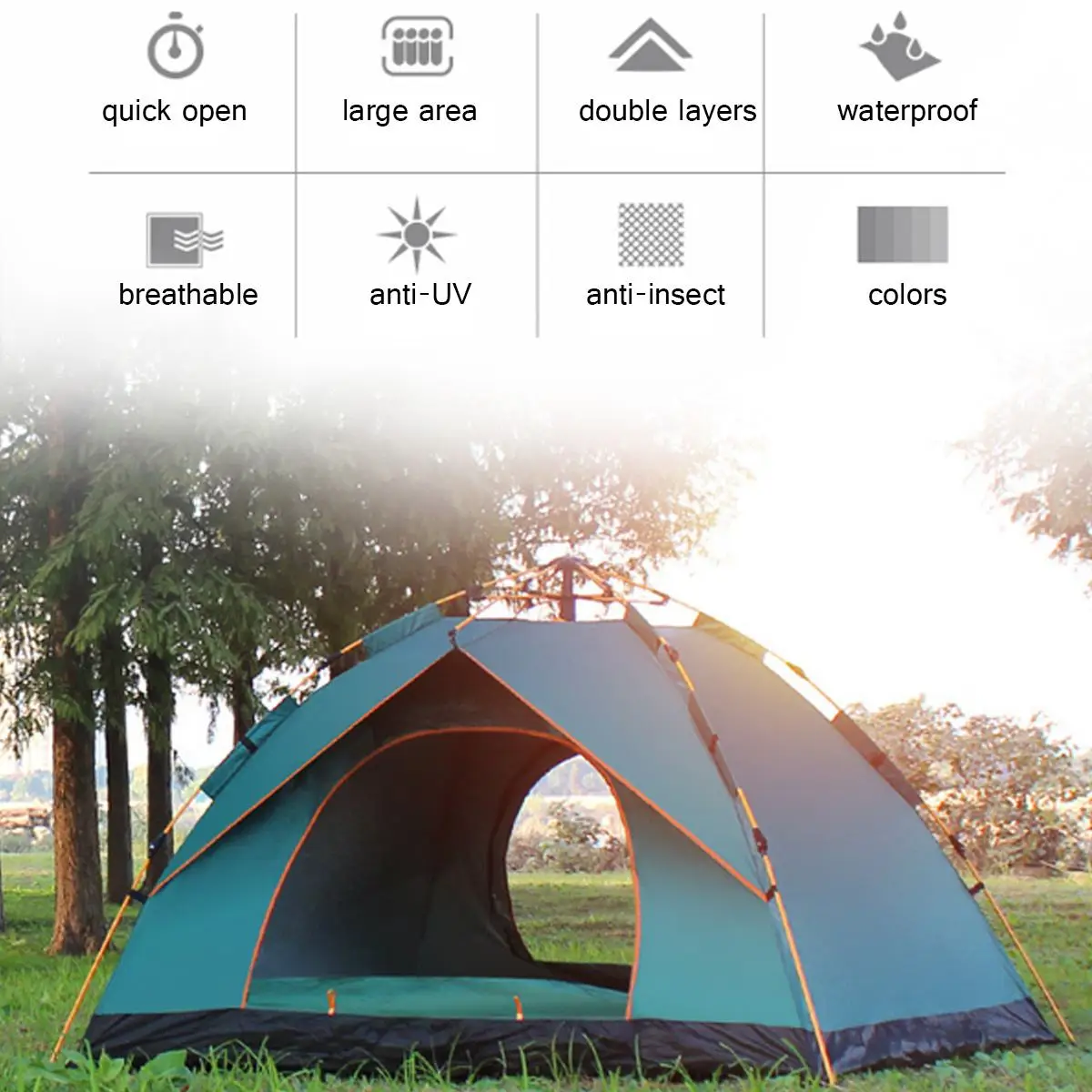 

outdoor automatic tourist tent popup waterproof camping hiking tent 3-4 Person waterproof large family tents outdoor camping