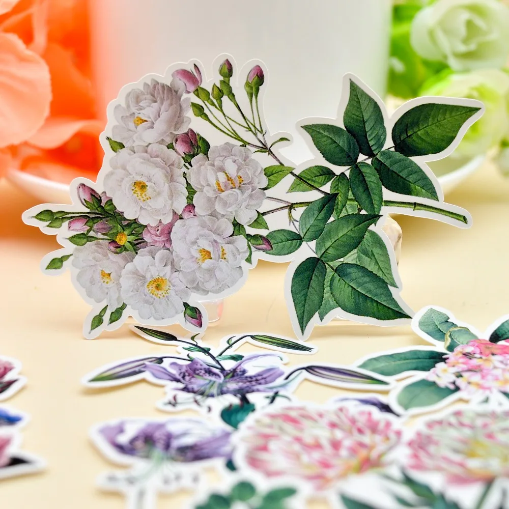 

15pcs Water color Retro Flower sticker Planner Scrapbooking DIY Notebook Chrysanthemum Sticker/ Gilrs Romantic Rose Sticker