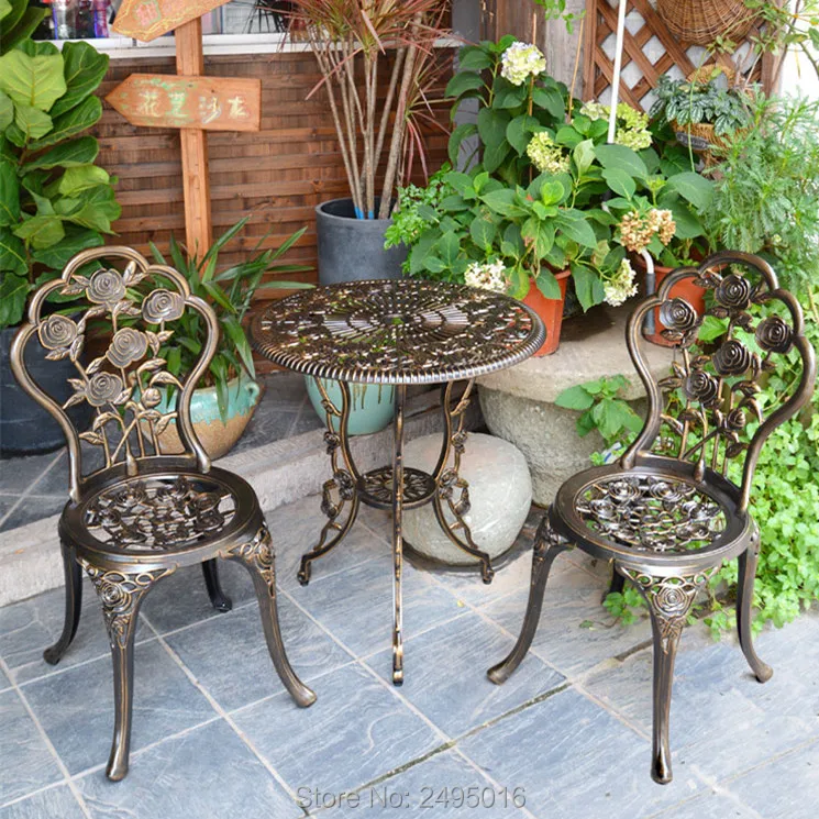 Набор из 3 предметов, бистро, стул и стол, набор для соприкосновения для двора, бассейна, сада, литого алюминия, антикоррозийный