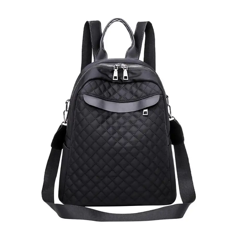 

Women Lattice Nylon Backpack Student School Travel Bag Ladies Preppy Shoulder Bags Fashion Large Capacity Design Rucksack
