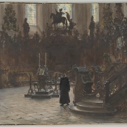 The Choirstalls in the Mainz Cathedral Poster Print by Adolph Menzel (German Breslau 1815 &quot1905 Berlin) (18 x 24) | Дом и сад