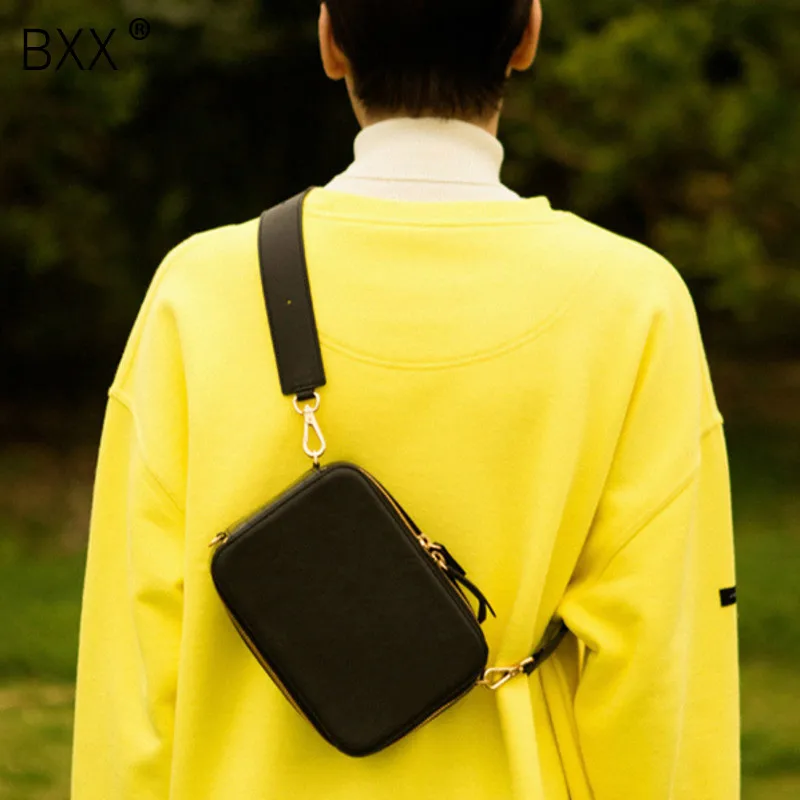 

[BXX] Fashion PU Leather Female Crossbody Bag Women's Box Handbags Shoulder Bags For Women 2019 New Top-handle Chest Bag HE280