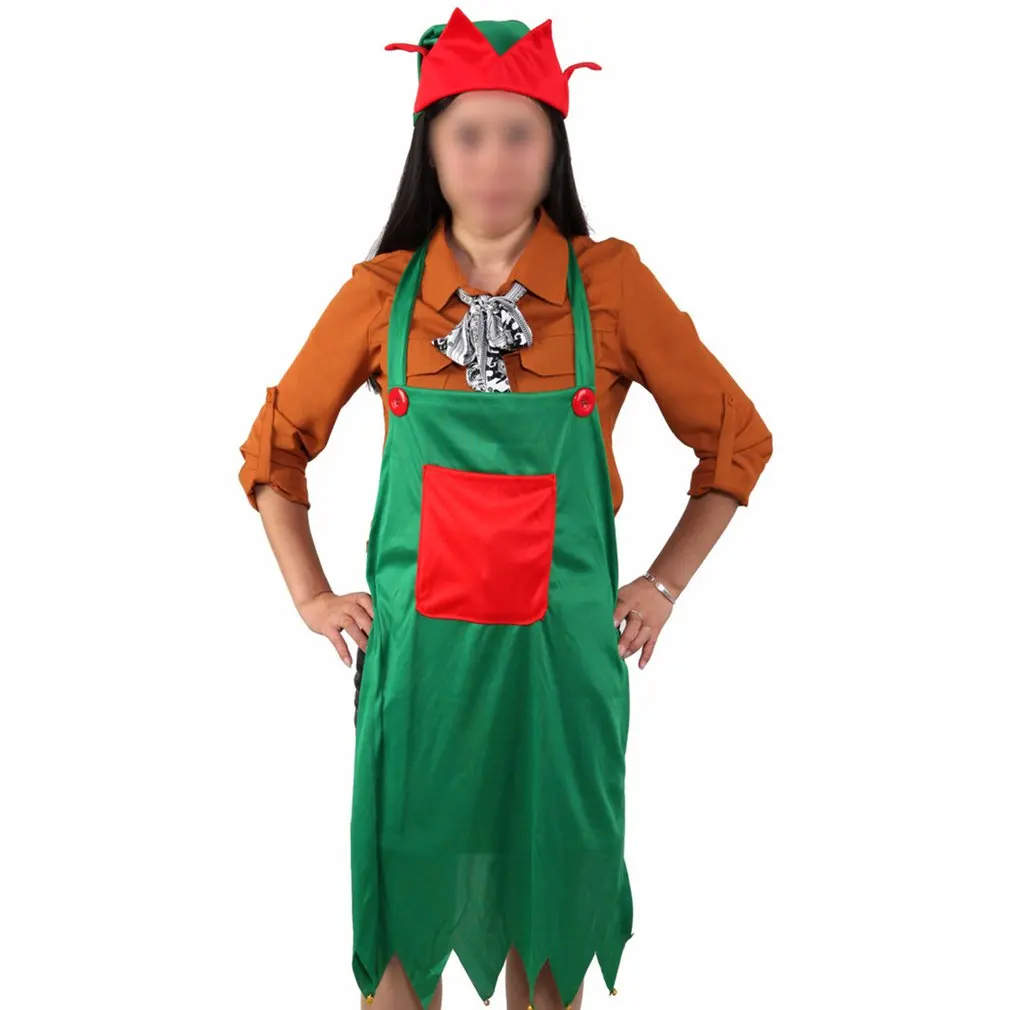 

Christmas Waterproof Women Men Apron Commercial Restaurant Barbecue Home Dining Room Cooking Halterneck Aprons + Elf Cap