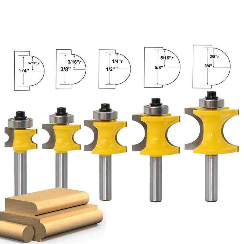 

5pcs/Set Cemented Carbide Router Bits Kit 8mm Shank Woodworking Tools