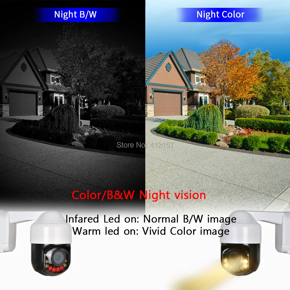 Mini 5MP PTZ Speed Dome IP Camera 1080P POE Outdoor 4X Zoom Dual Light Starlight Color Night Vision