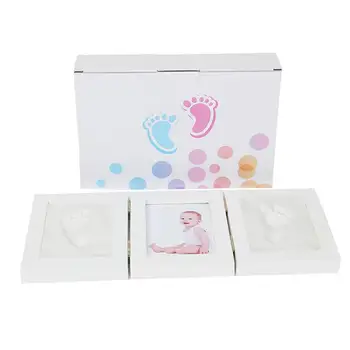 

Children's Growth Commemorative Solid Wood Tri-Fold Hand And Foot Print Photo Frames For Newborn Baby Souvenir Frame