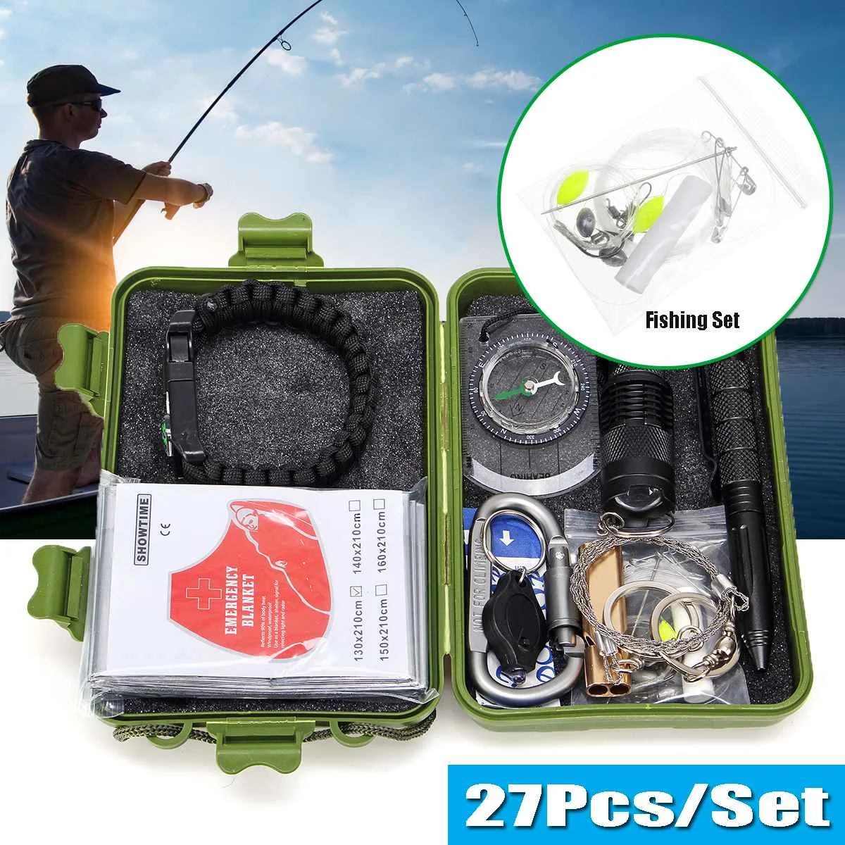 Survival Equipment Kit 27 In 1 SOS Emergency Camping Outdoor Activitie Security Gear Tactical