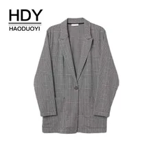 HDY Haoduoyi New Fashion Suit Jacket Simple Temperament Retro Plaid Large Size Slim Lapels One Button Blazer HDY Haoduoyi New Fashion Suit Jacket Simple Temperament Retro Plaid Large Size Slim Lapels One Button Blazer