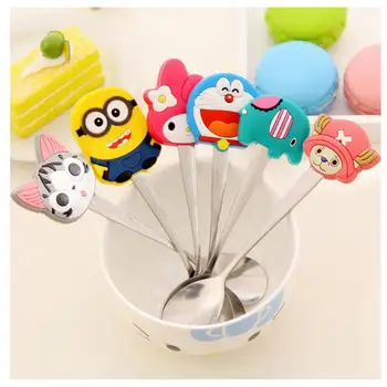 

2019 New Cute Innovative Cartoon Stainless Steel Cutlery Small Spoon PVC Soup Spoon Coffee Stir Spoon