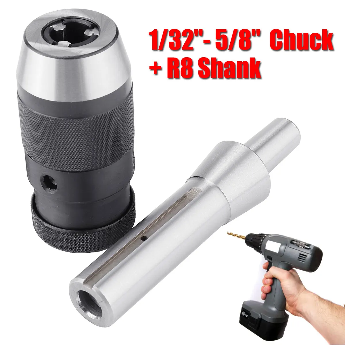 

Doersupp 1-16MM Lathe Drill Chuck Keyless 1/32"-5/8" Self Tighten +Taper Arbor R8 For CNC Power Tool Accessories