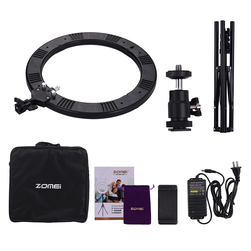 

ZOMEI 18" 2700-5500K 448pcs LED Fill Light Bi-color Dimmable Ring Video Light CRI 90+ for Live Show Beauty Selfie Video Shooting