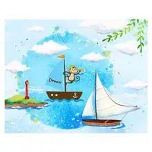 Съемный ПВХ мультяшный узор детская спальня гостиная детская комната Обезьяна парусный узор настенные наклейки для детской комнаты