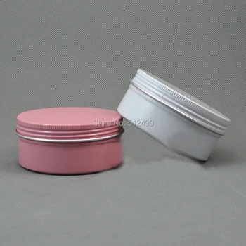

150gML refillable box white/pink empty round aluminum metal tin cans bottle cosmetic cream box aromatherapy DIY jar Aluminum Pot