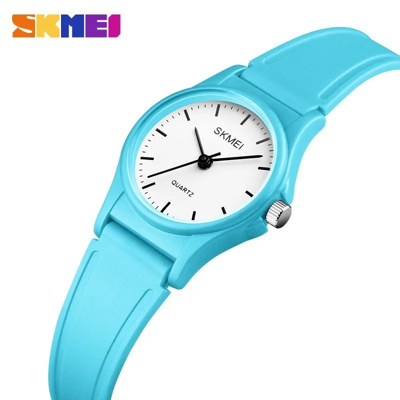 

SKMEI Fashion Simple Quartz Watch Waterproof Silicone WristWatch Students Water Resistant Children Sport Waterproof PU Starp1401