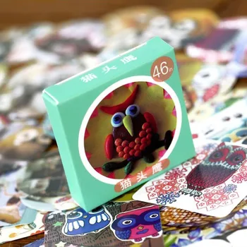 

Owl Boxed Pattern Sticky Diary Stickers Decoracion Scrapbooking Flakes DIY Office Stationery School Supplies46 Pcs/Pack