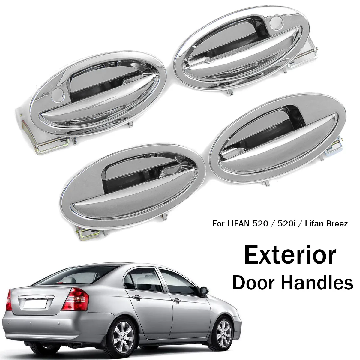  4pcs/1Set Car Exterior Outside Door Handle Set Chrome Cover for LIFAN 520 520i Lifan Breez Car Styl