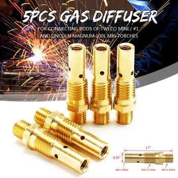

5pcs Gas Diffusers Welding Torch Nozzle Tip Holders For Tweco Mini /1 And For Lincoln Magnum 100L MIG Welding Tool