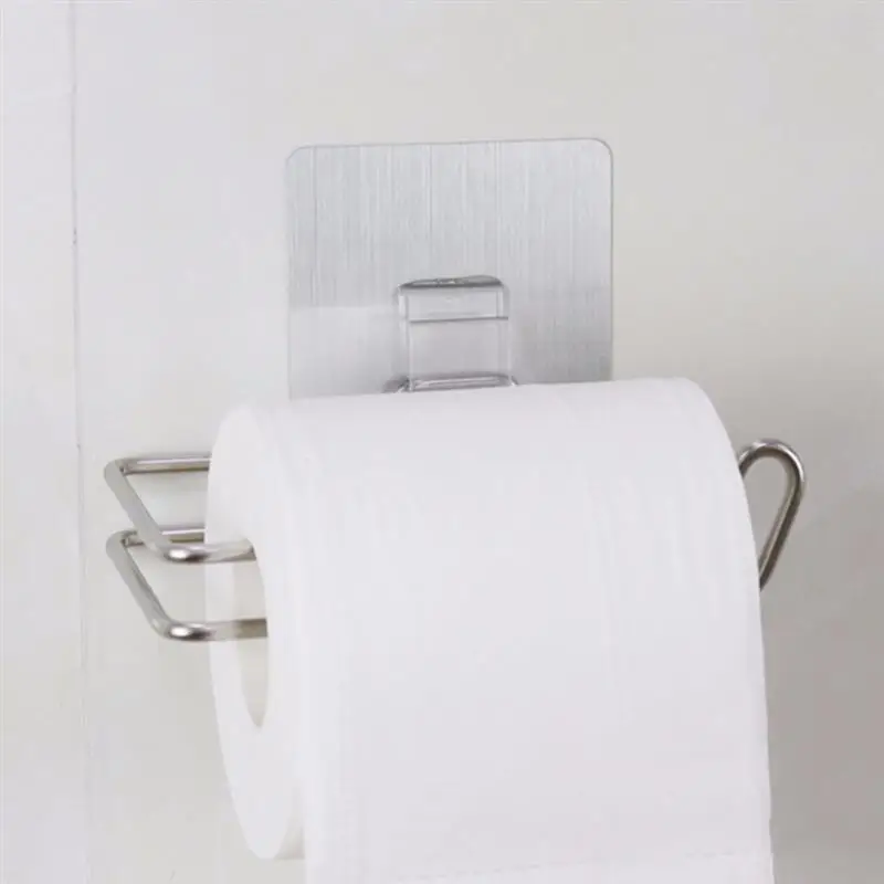 

Toilet Kitchen Roll Paper Holder Stainless Steel Repeatedly Washable Stick Hooks Rack Bathroom Storage Accessories