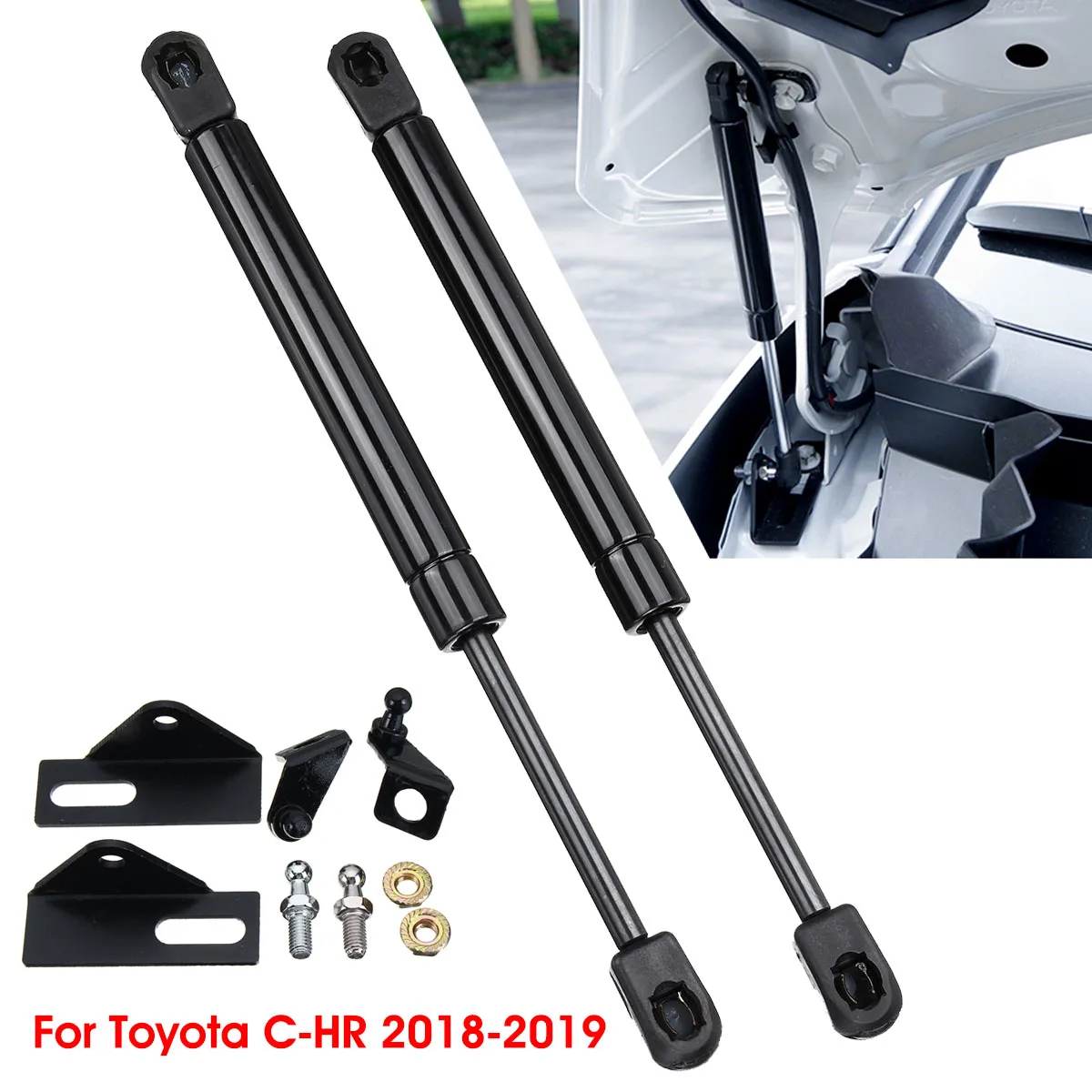 

2Pcs Car Front Engine Gas Springs Hood Lift Supports Props Rod Arm Shocks Strut Bars For Toyota CHR C-HR IZOA 2018 2019
