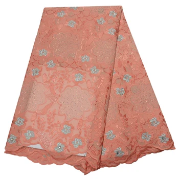 

African dry Swiss voile laces fabric in Switzerland high quality Nigerian cotton lace fabrics 2019 peach Korean for man women