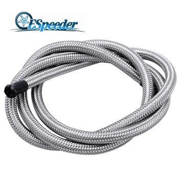 

ESPEEDER Engine Part 1M Silver Stainless Steel Braided PTFE Brake Hose PTFE Line Racing Hose Fuel Oil Line Oil Cooler 3.3FT AN10
