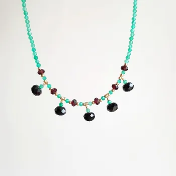

LiiJi Green Onyx Black Spinel Garnet Sparkling 925 Sterling Silver Gold Color Necklace Delicate Jewelry For Women Jewelry