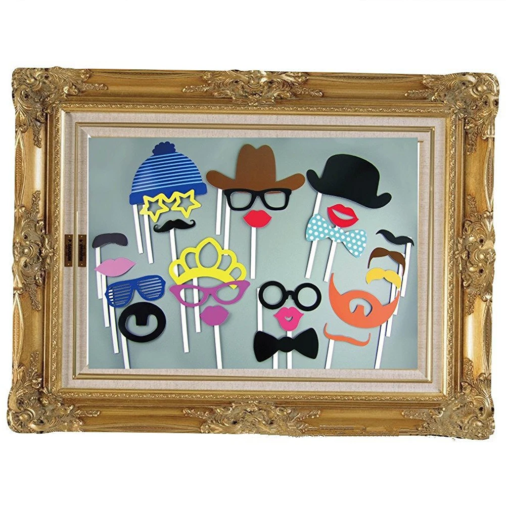 Large Picture Frame + 24 Photo Props Booth Wedding Hen Do Party Selfie