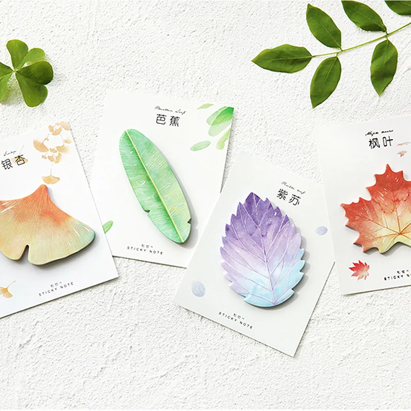 

Popular 30Sheets/PC Natural Plant Leaf Sticky Note Office Planner Sticker Memo Pad Korean Cute Stationery School Supplies