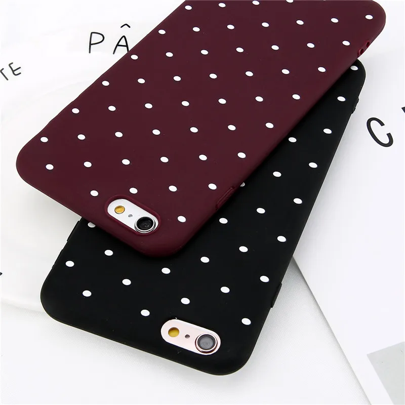 Ottwn Wave Dots Polka Cover For iPhone 6 7 8 Plus X XS Max XR Wave Dots Case For iPhone 6 6S Plus Soft Silicon Cover Phone Bag