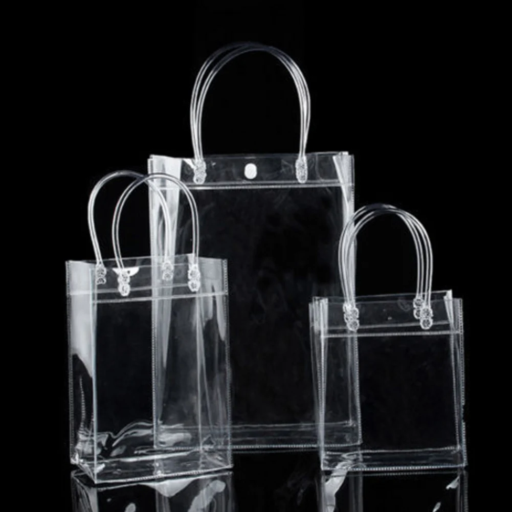 1 Piece New Clear Tote Bag PVC Transparent Shopping Bag Shoulder Handbag Casual Environmentally Storage Bags