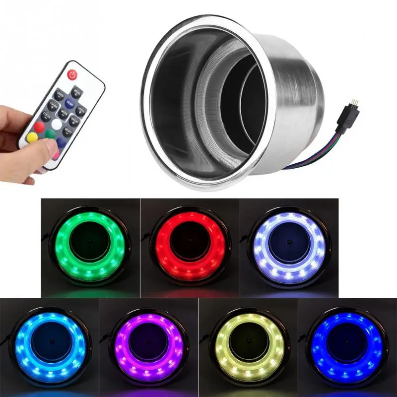 DC12V 3 Вт из нержавеющей стали светодиодный RGB держатель стакана с пультом дистанционного управления для морских RV грузовиков