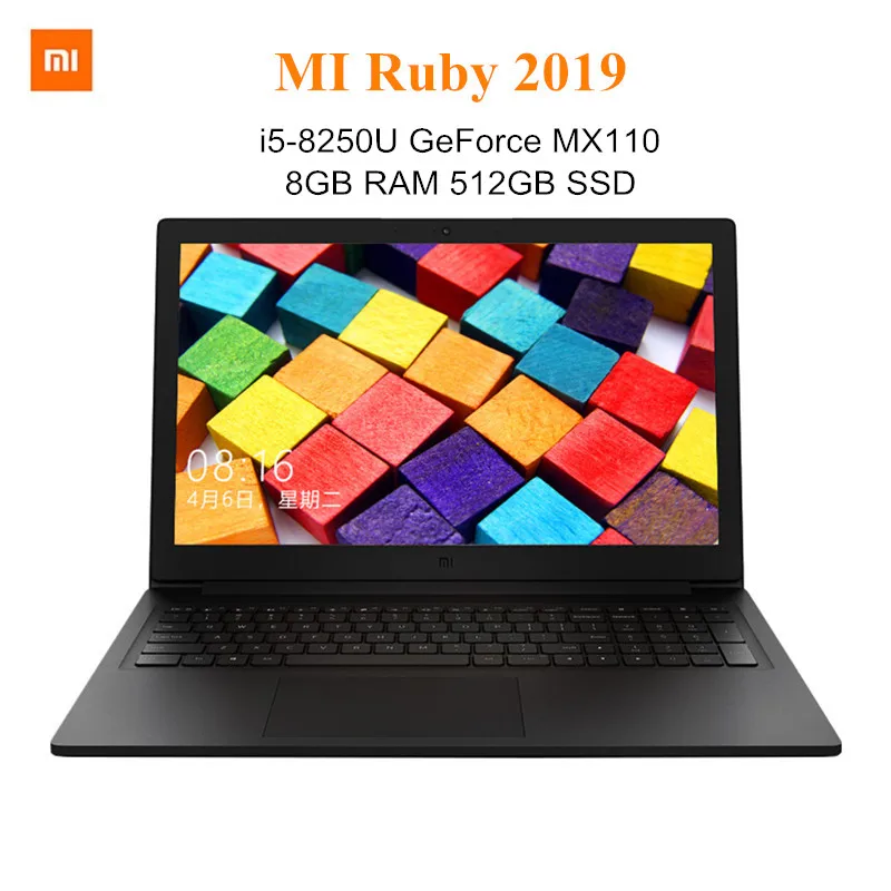 

2019 Xiaomi Mi Ruby 15.6 inch Windows10 Laptop i5-8250U Quad Core 8GB RAM 512GB SSD 1.6GHz Notebook GeForce MX110 Fingerprint PC