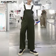 Модные Для мужчин широкую ногу ползунки ремни комнибензонов одноцветное Цвет свободные штаны Для мужчин подтяжки Повседневное комбинезоны уличная S-5XL INCERUN