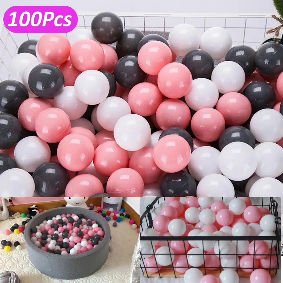 

100Pcs Eco-Friendly Colorful Ball Pits Soft Plastic Ocean Ball Water Pool Ocean Wave Ball Swim Toy Balls For Children Kids Baby