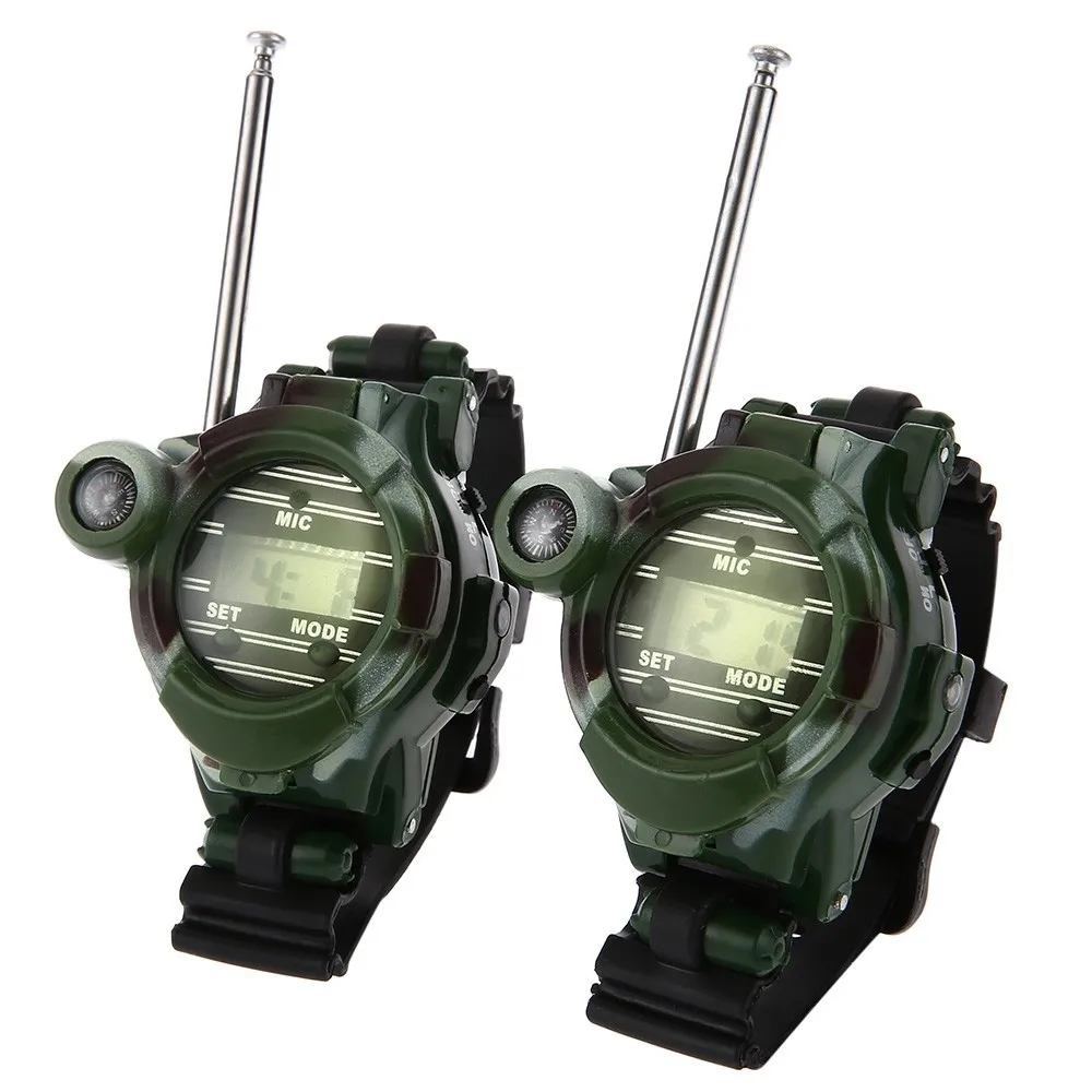 Portable Ourdoor Compass 7 in 1 Walkie Talkie Camo Style with Night Light Looking Glass Suitable for Camping Hiking Outdoor Tool