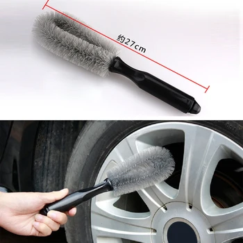 

Car Bike Alloy Wheel Cleaning Brush Soft Bristles Wheel Cleaner and Grip Gray