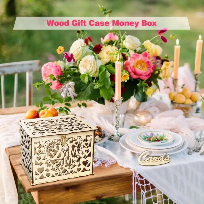 Diy Wedding Card Box Wood Gift Case Money Box Diy Wedding Birthday