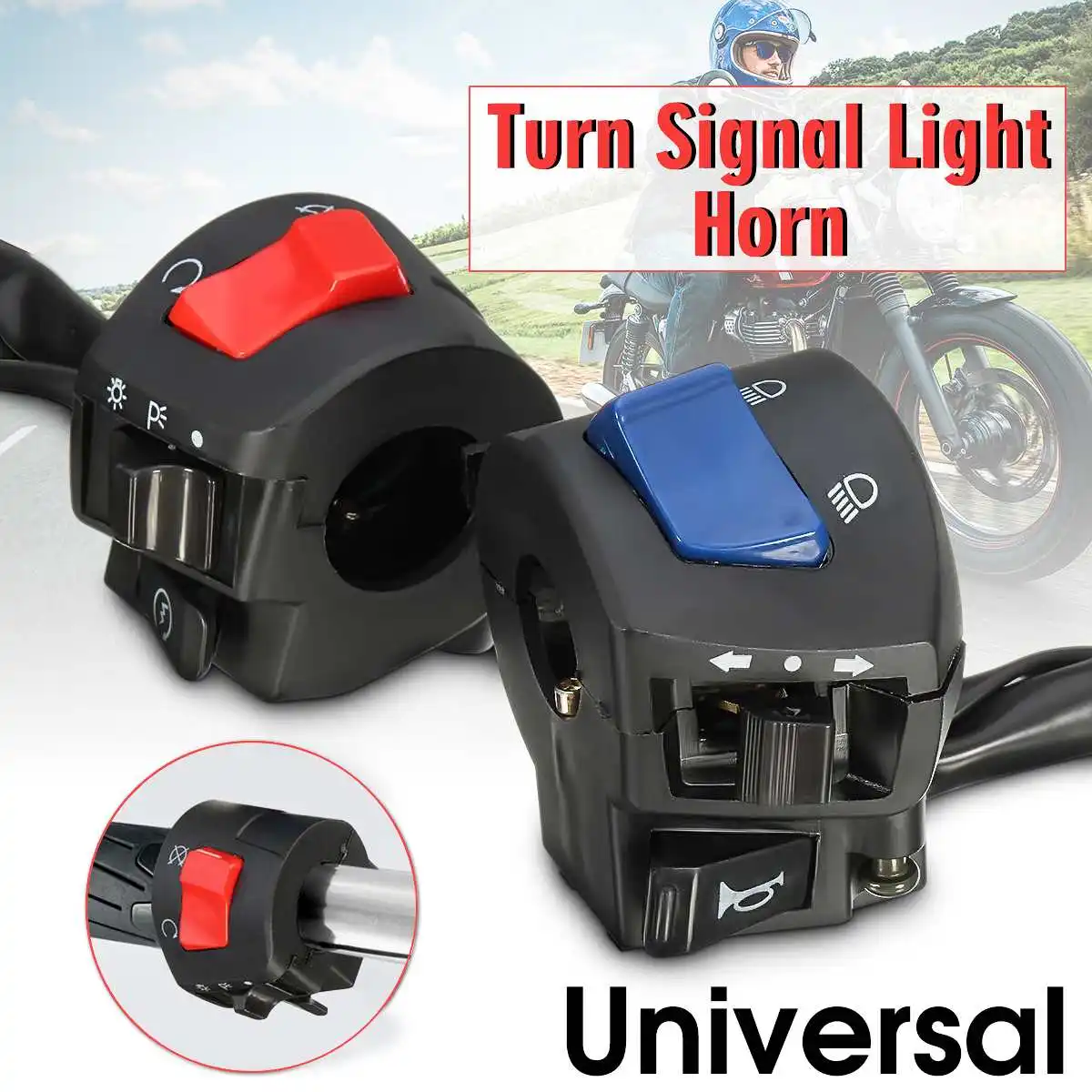 

Pair 7/8inch 22MM Motorcycle Horn Turn Signal Light Control Switch Fog Lamp Contronller Button