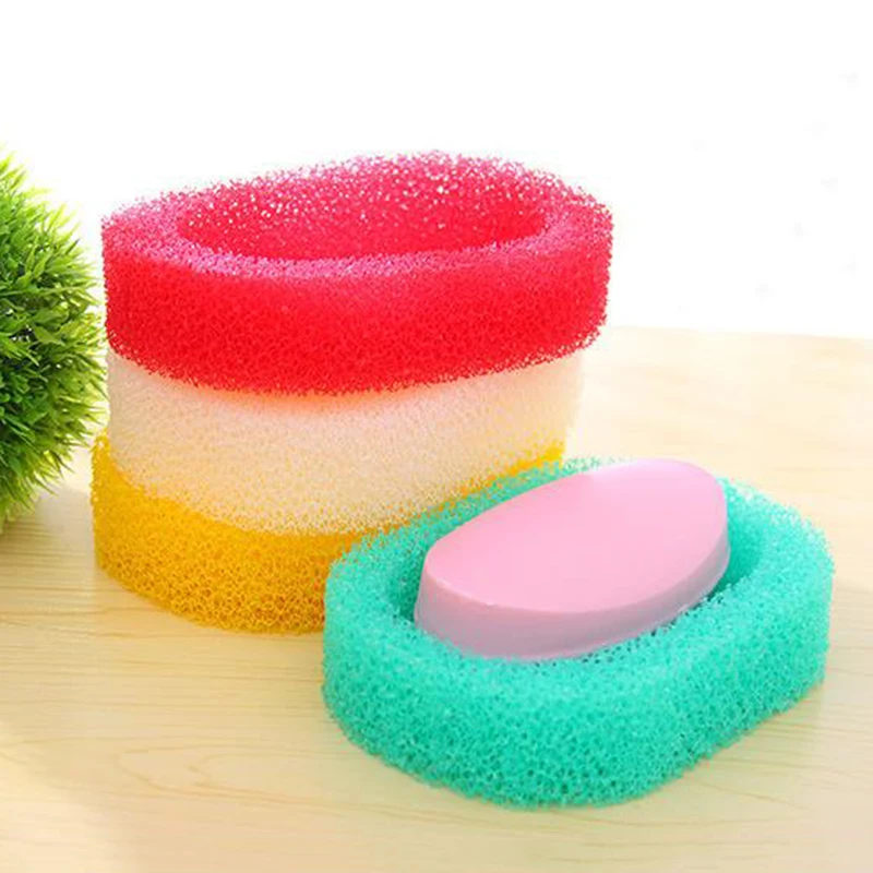 1 قطعة 2018 أحدث صحن الصابون الحمام عدة صندوق تخزين الساخن بيع الحلوى اللون الإسفنج سريعة الجافة حامل الصابون