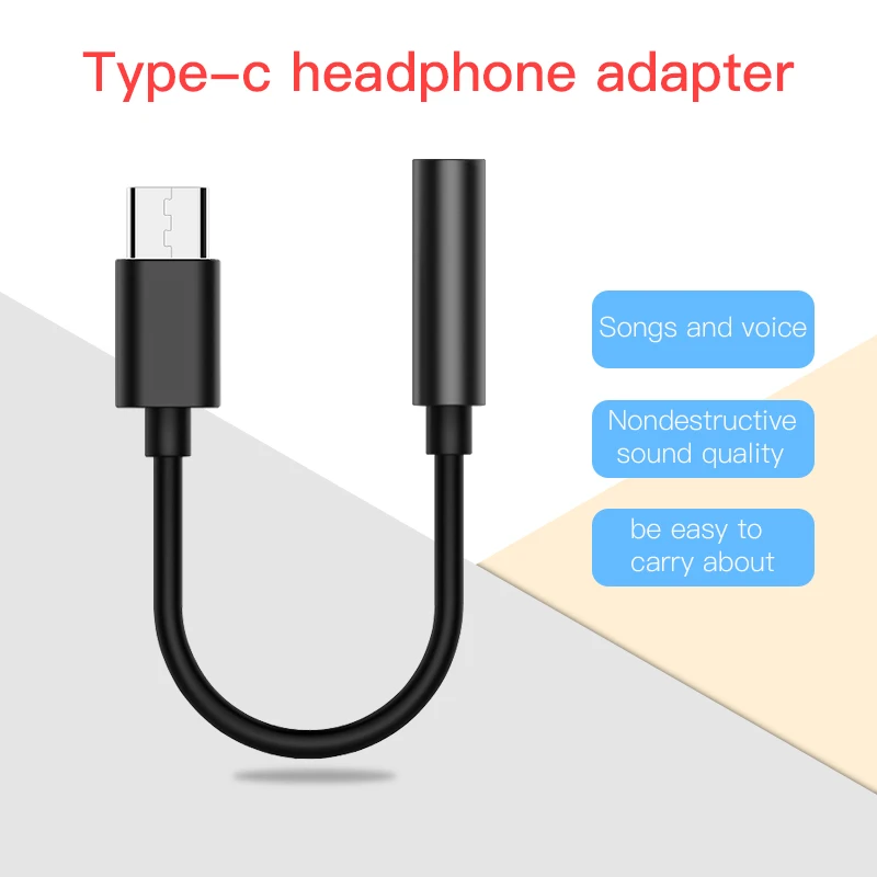 

AUX Audio Cable Type C to 3.5 Headphone Adapter USB Type-C to 3.5mm Earphone Jack Converter for Xiaomi Huawei Letv Le2 HTC